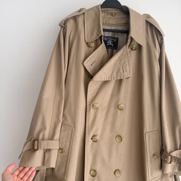 Burberry Vintage Trench Coat Men 44R Khaki Nova Check Wool Liner Belted Heritage - Picture 10 of 16